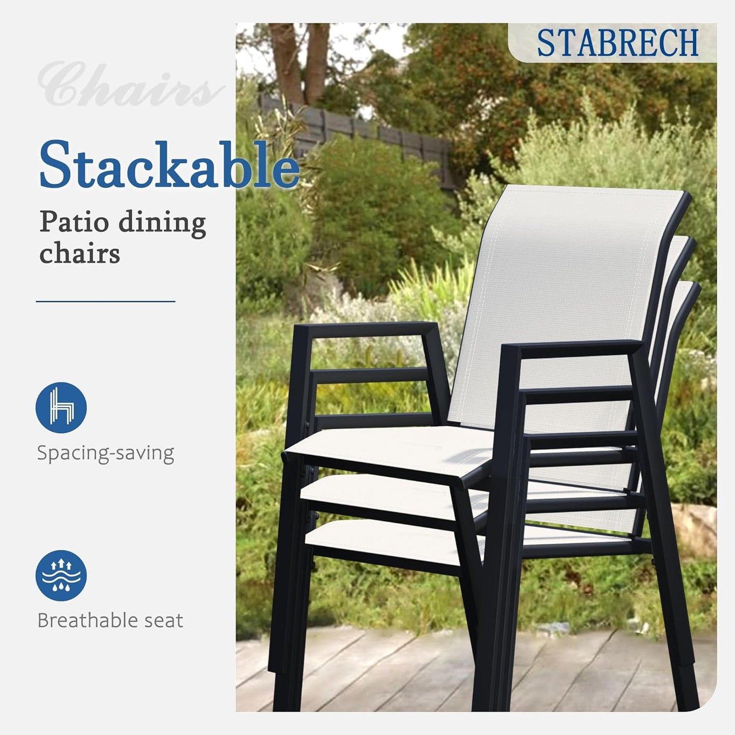 Outdoor Patio Chairs Set of 2, Oyster Beige Stackable Outdoor Chairs, Lightweight Patio Set with High Back, Metal Dining Chair for Lawn, Garden, Yard and Deck