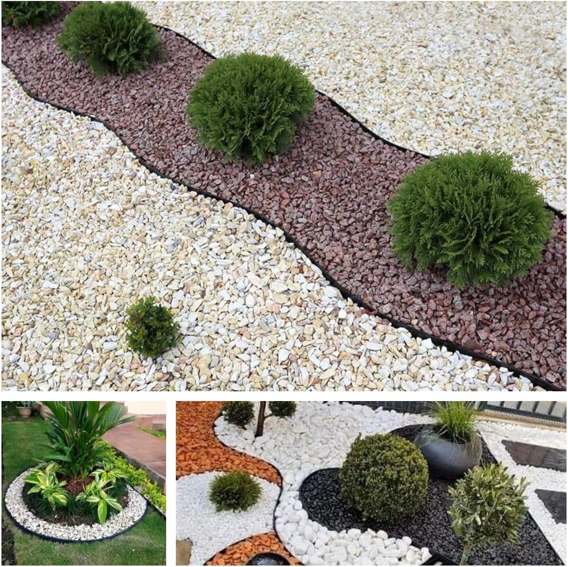 No Dig Durable Garden Landscape Edging Kit, 2 Inch Tall Black Plastic Lawn Border with 72pcs Anchoring Spikes for Landscaping, Flower Gardens, Lawn (60FT+72pcs Anchoring Spikes)