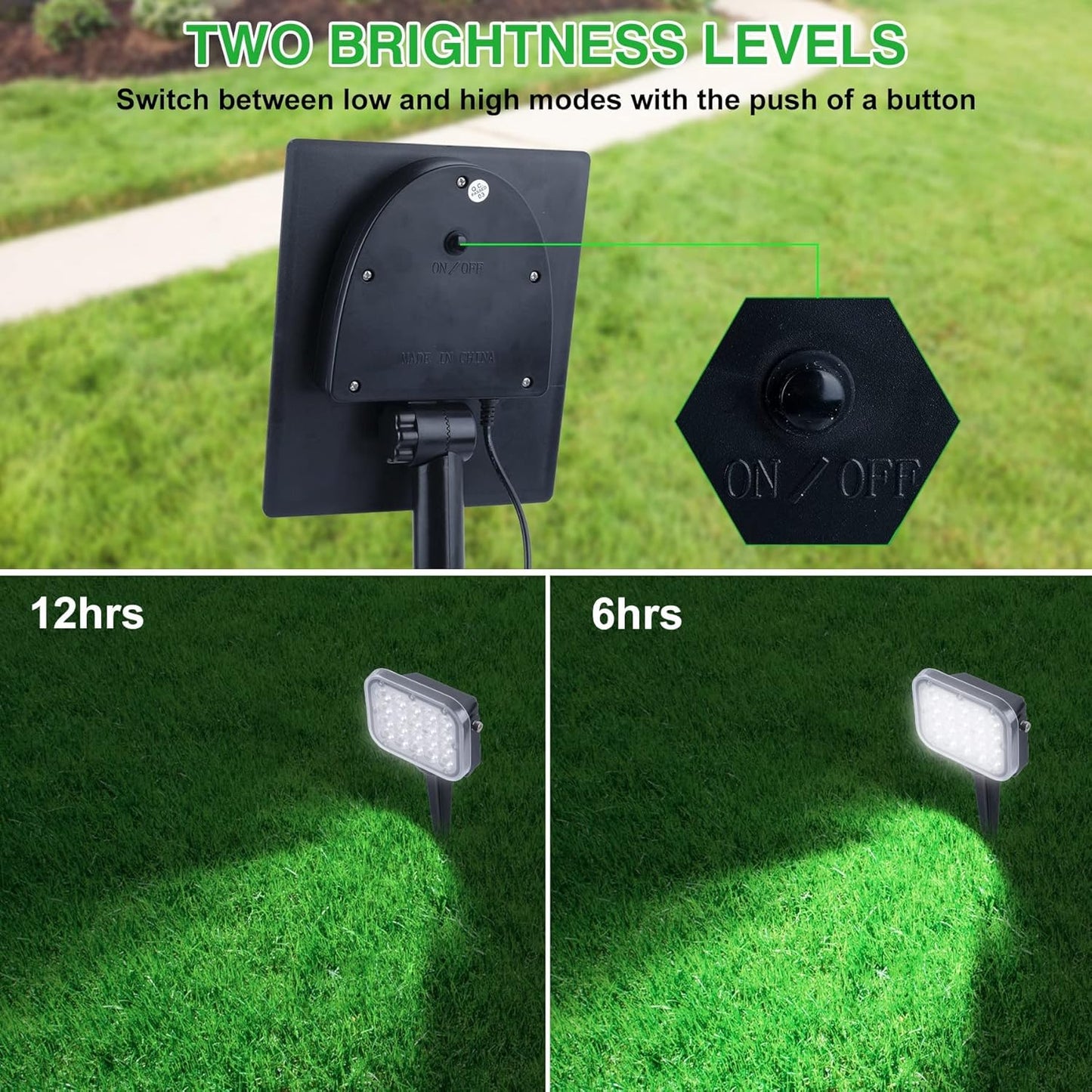 Solar Spot Lights Outdoor, 20 LED IP65 Waterproof Landscape Lighting, Dusk-to-Dawn 6000K Cold White Solar Outdoor Lights for Yard Garden Driveway Porch Walkway, 4-in-1