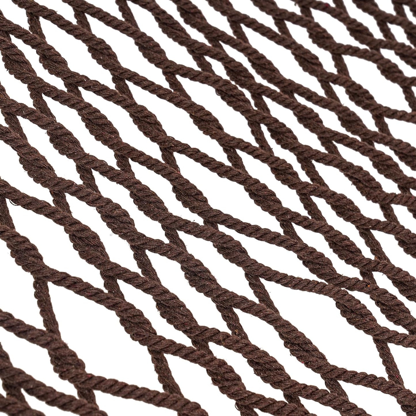 Lazy Daze Hammocks Double Rope Hammock, 2 Person Traditional Outdoor Hand Woven Cotton Rope Hammock with Spreader Bar, Chains, Tree Straps for Patio Yard - Max 450 Lbs, Dark Brown