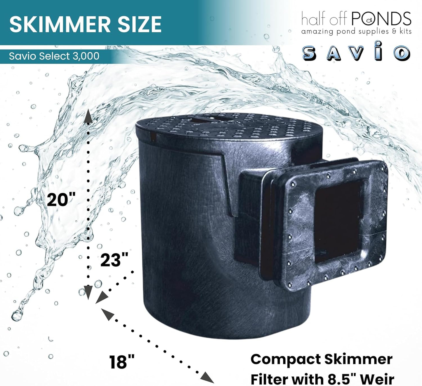 HALF OFF PONDS Savio Select 3,000 GPH Submersible Pump Pond Kit with 15' x 25' EPDM Rubber Pond Liner for Water Garden & Koi Pond