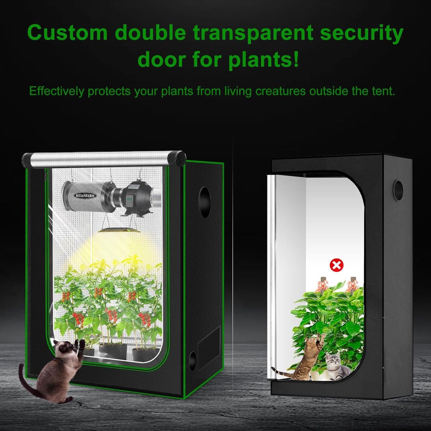 MELONFARM 4x2 Grow Tent, 48"x24"x72" Double Transparent Viewing Door Indoor Grow Tent, Growing Tent with High Reflective Mylar & Floor Tray, Plant Tent for Indoor Hydroponics Growing