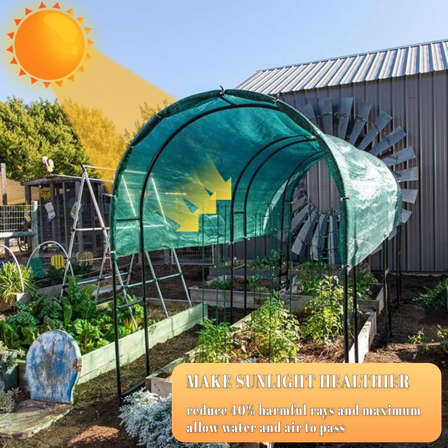 Cool Area 40% 10x12ft Sunblock Shade Cloth Cover Mesh UV Resistant Net for Garden Flower Plant Greenhouse, Green
