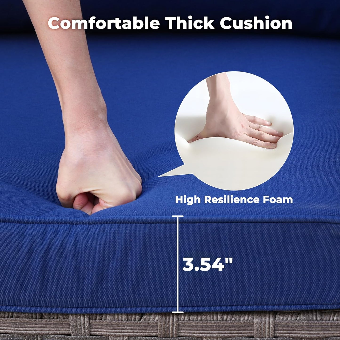 ovios 16 Pieces Patio Furniture Set, Outdoor Wicker Sectional Sofa with 54" Fire Pit Table Swivel Chairs, Modern Modular Deep Seat Rattan Couch Conversation Sets, Navy Blue