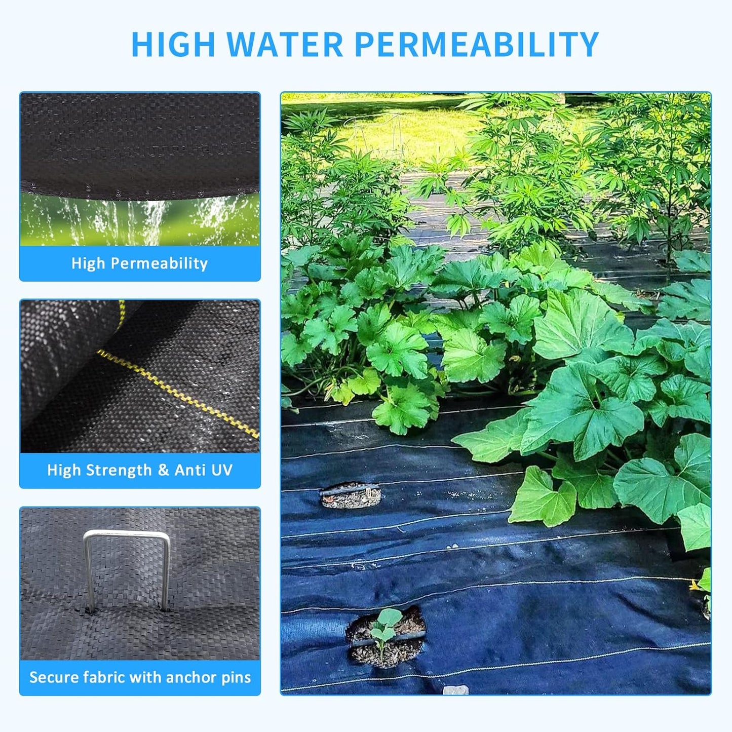4ft x50ft Black Weed Barrier Landscape Premium Fabric-Heavy Duty Woven Ground Cloth with Superior Permeability Weed Control Convenient Design