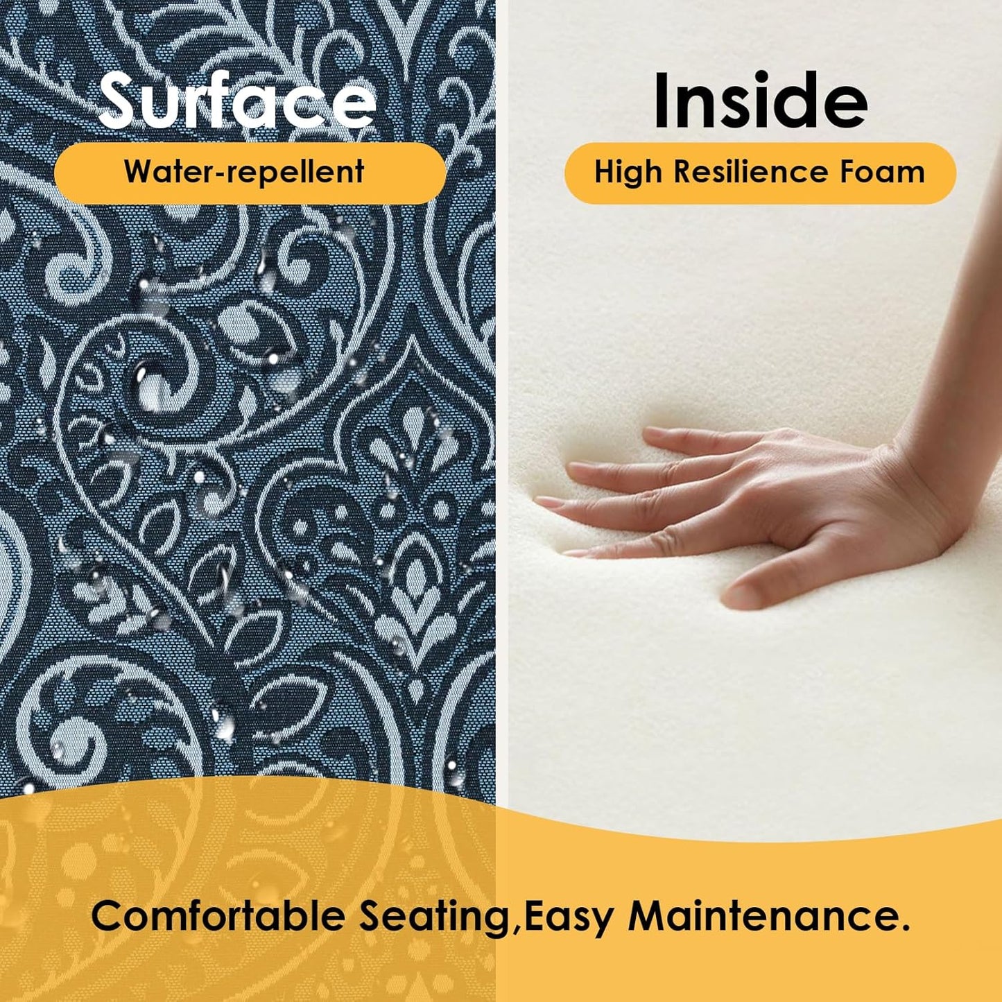 Outdoor Round Corner Seat Cushion, 17"x16"x2", Set of 4, Non Slip Seat Cushion Pads with Removable Cover for Patio Furniture, Garden Yard Lawn, Warm Taupe