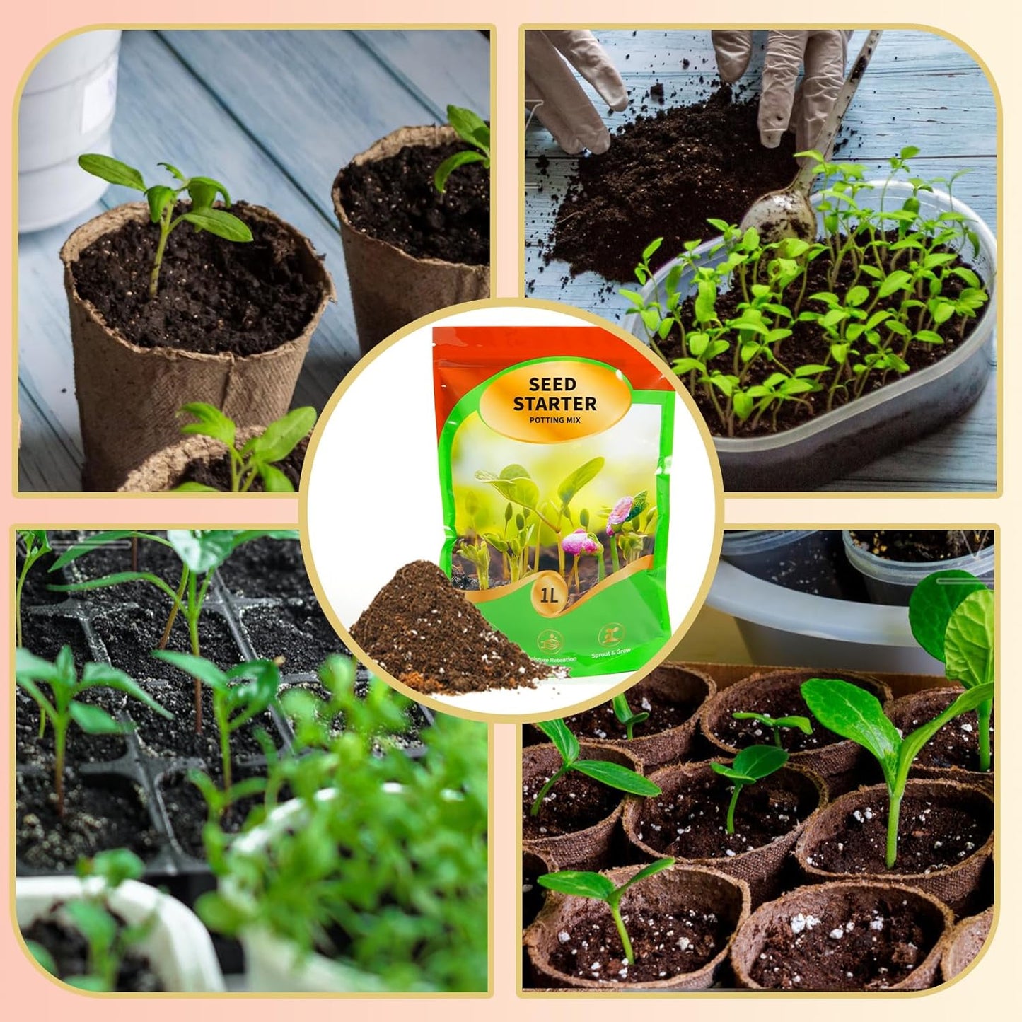Seed Starting Soil Mix 1qt, Seed Starter Seedling Soil Ready to Use Suitable for Vegetable, Flower, Houseplant and Bonsai