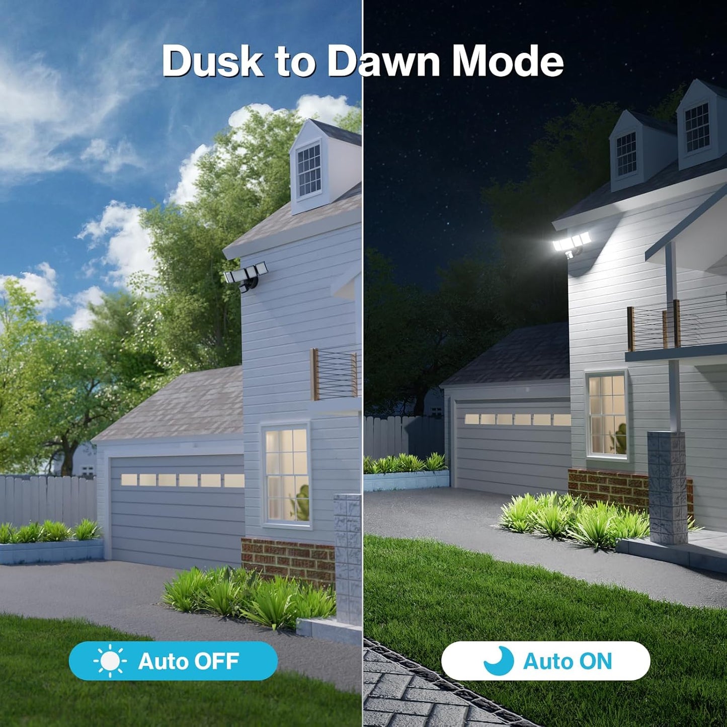 Olafus 100W Motion Sensor Outdoor Lights, 10000LM 6500K Daylight Flood Lights Outdoor Motion Sensor, Dusk to Dawn Outdoor Lighting, IP65 Waterproof Motion Detector Lights for Outside, Black