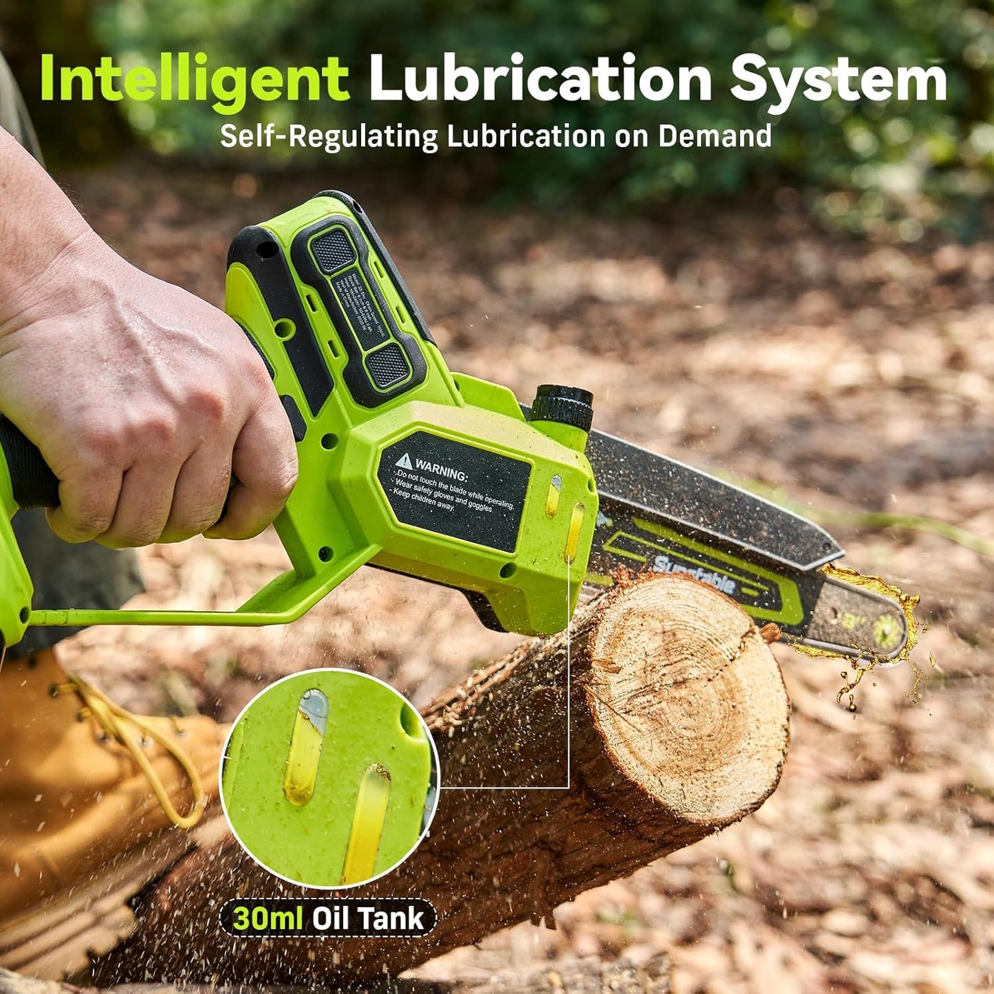 Cordless Pole Saws for Tree Trimming, 8" & 6" Mini Chainsaw Battery Powered with Extended Pole and 2x4.0Ah Batteries, 16 Feet Electric Pole Chainsaw, Tree Trimmer Limb Branch Cutter Pruner