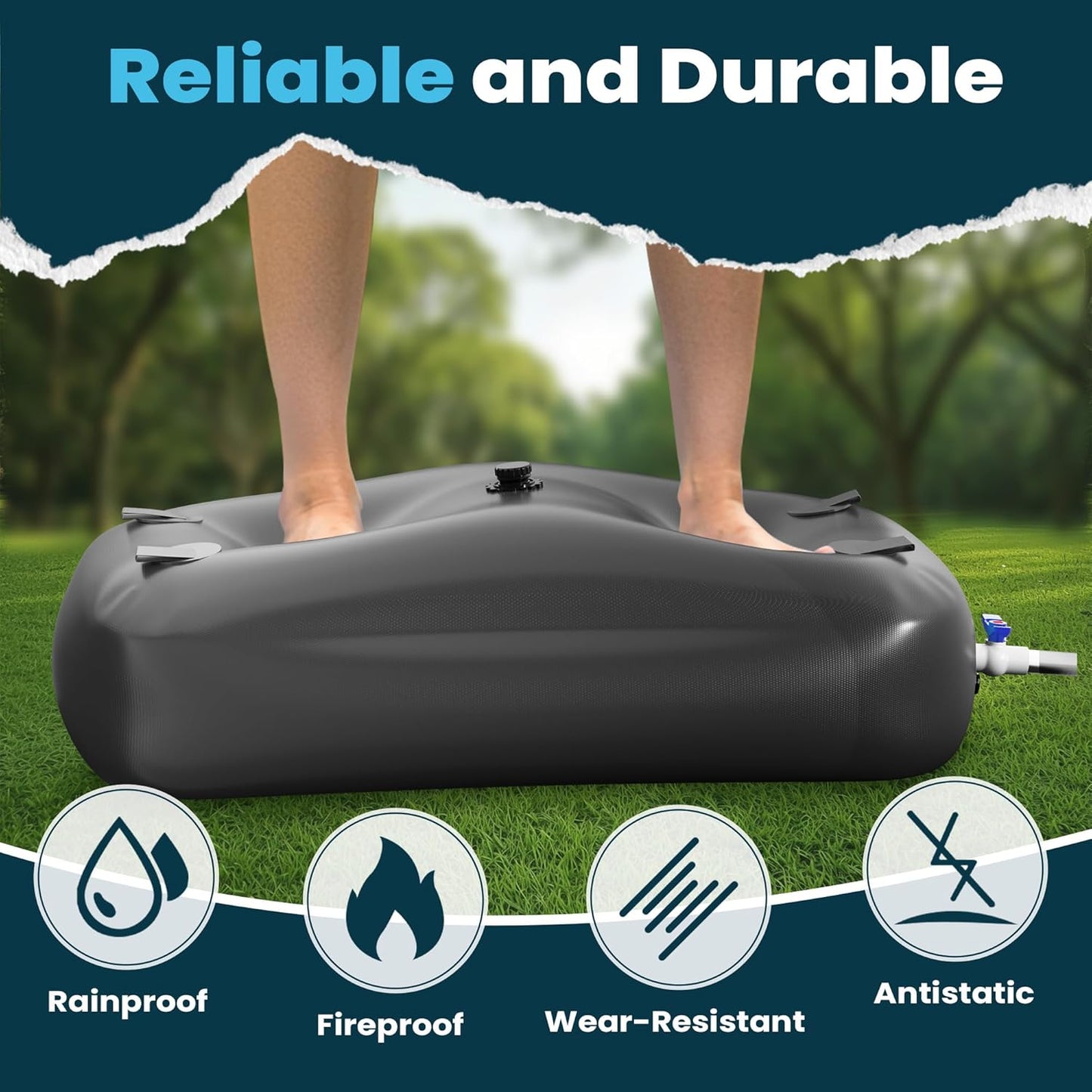 Large Capacity Portable Water Tank Containers, Bladder Tank for Drought Resistance, Fire Prevention, Emergency Water, Agricultural Irrigation Outdoor(240L/63Gal,Black)