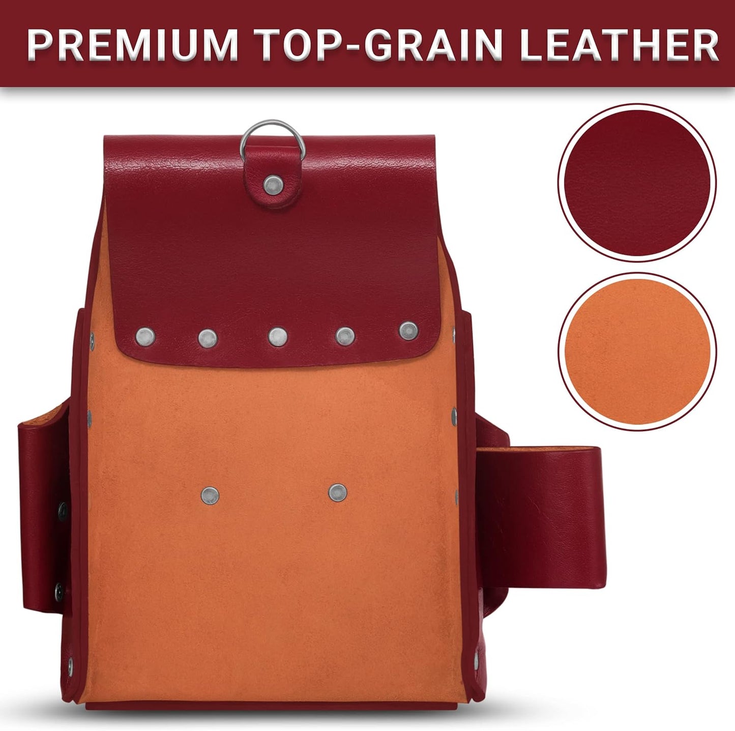 FUERI Leather Tool Pouches Carpenter Electrician Belt Bags Organizer 4 Pocket Professional Heavy Duty Pouch for Construction Framing