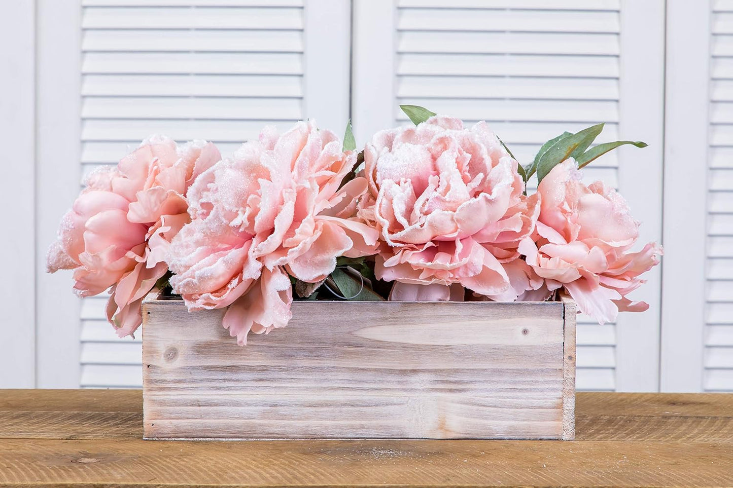 Wooden Planter Box, Whitewash with Plastic Liner l Garden Decor l Restaurant and Wedding Decorations l Wedding Bouquets, Table Centerpiece (12x4 Set of 4, Whitewash)
