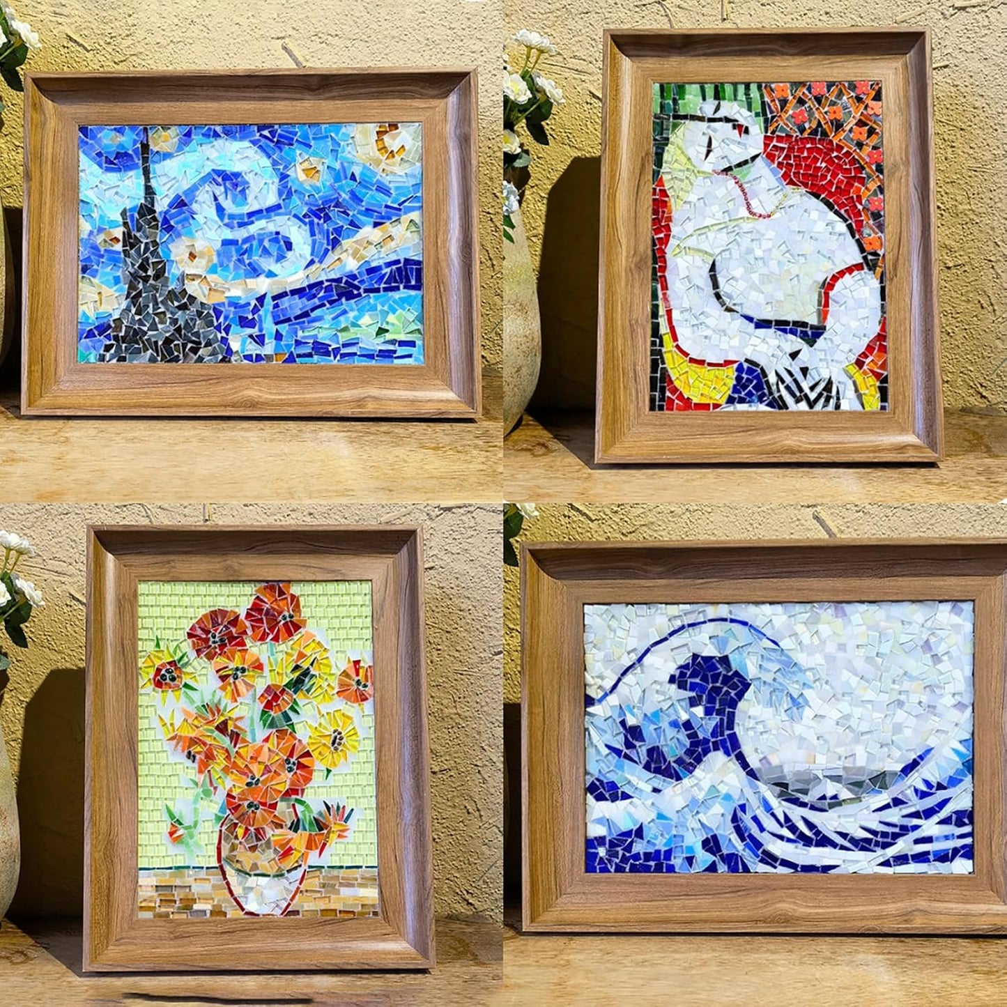 Silver Mixed Irregular Mosaic Glass Mosaic Tiles Pieces, 300g Mosaic DIY Set Adult Mosaic Set, Mosaic Craft Supplies Mosaic Making Supplies