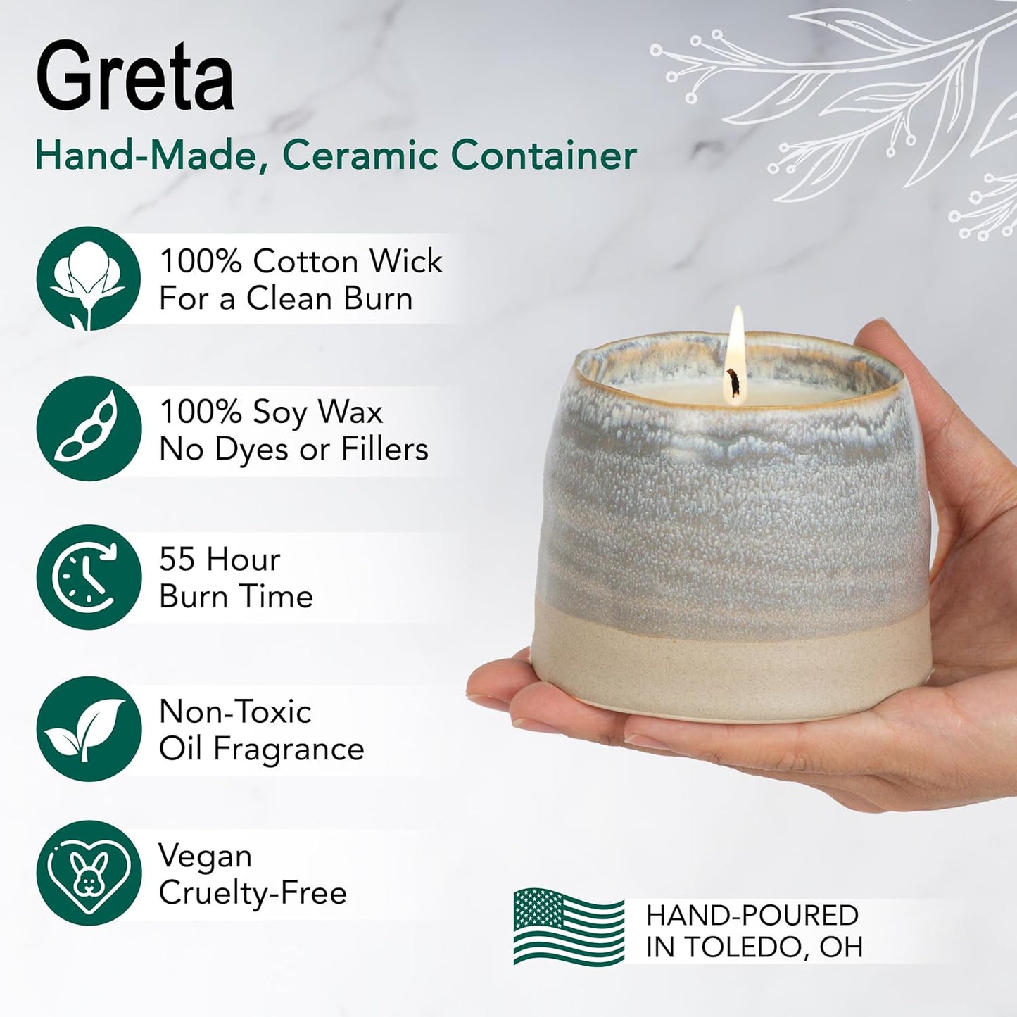 The Growing Candle, Lilac Scented Aromatherapy Candles, 10oz Pot, 100% Soy, Greta