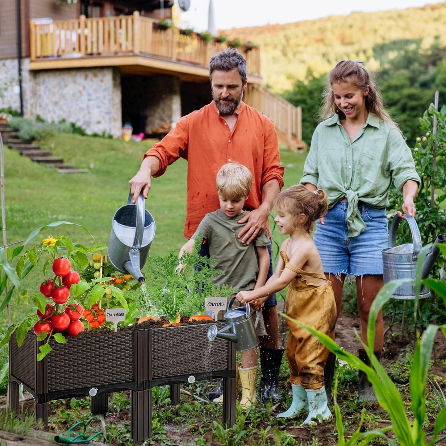 Raised Garden Bed with Legs Polypropylene Elevated Planter Boxes Outdoor Garden Box with Drain Outlet, Heat and Frost Resistance Planters