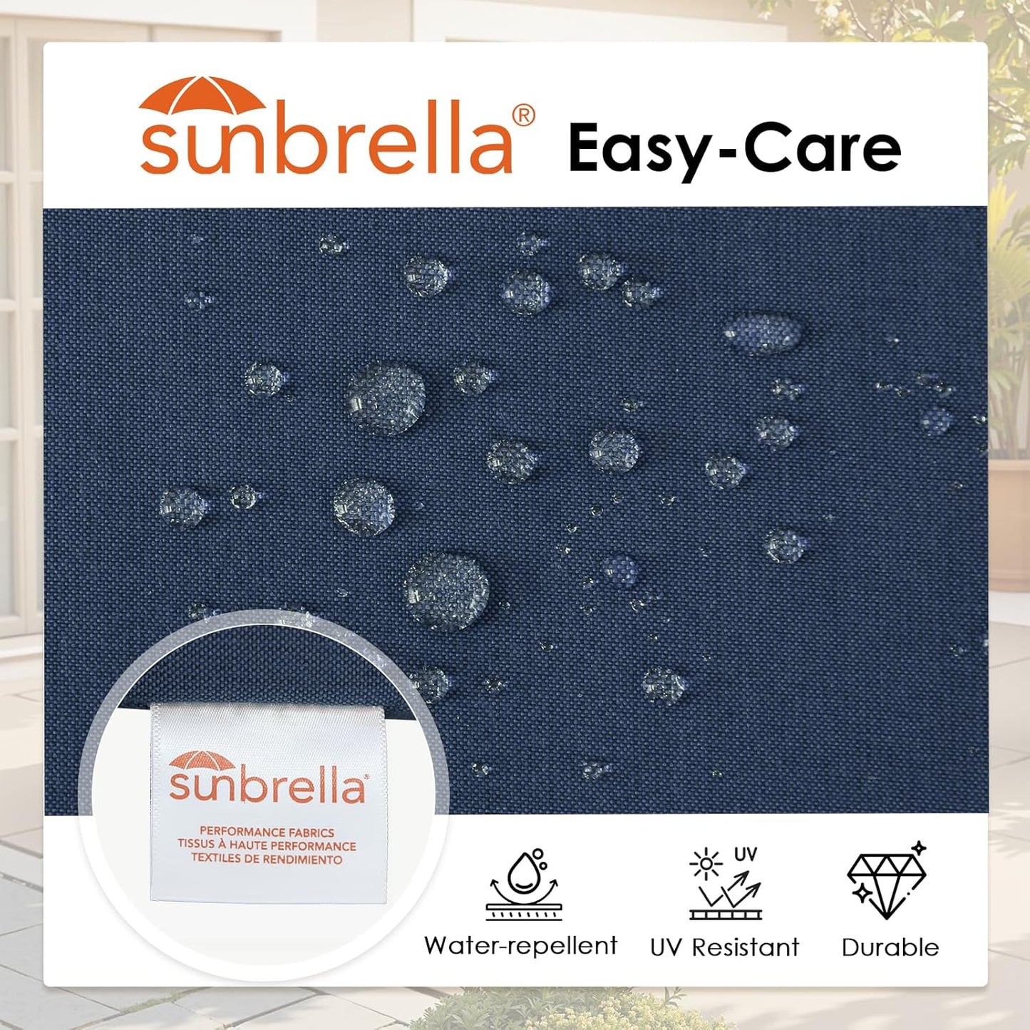 Outdoor Sunbrella Square Corner Seat Cushion, 18.5"x16"x3", Set of 4, Non Slip Seat Cushion Pads with Removable Cover for Patio Furniture, Garden Yard Lawn, Specrtum Indigo