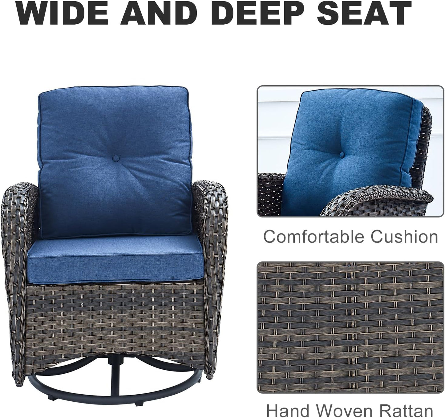 HUMMUH 8-Piece Outdoor Patio Furniture PE Wicker Patio Conversation Set,High Back Patio Couch with Ottomans Outdoor Chairs for Backyard,Porch,Deck