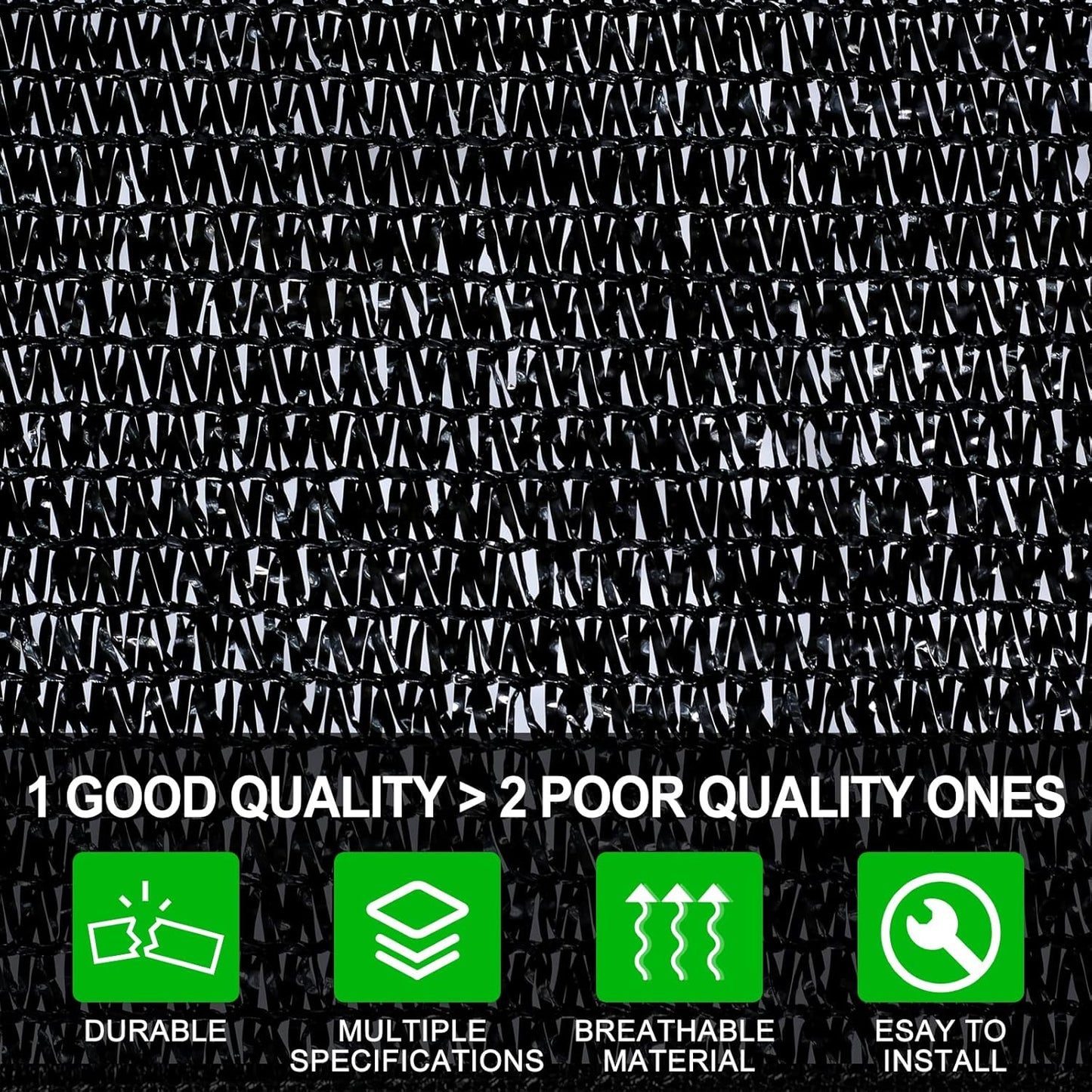 Agfabric 70% 10X 16ft Sunblock Shade Cloth with Grommets for Garden Patio, Black