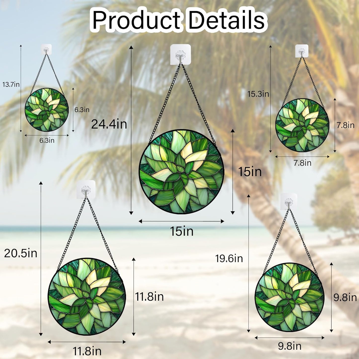 Stained Glass Window Hanging - Green Plants Suncatcher for Doors Garden Patio Flowers Sun Catchers Decor Christmas Mother's Day Birthday Gifts for Women Men Mom Nana Friend 9.8 in