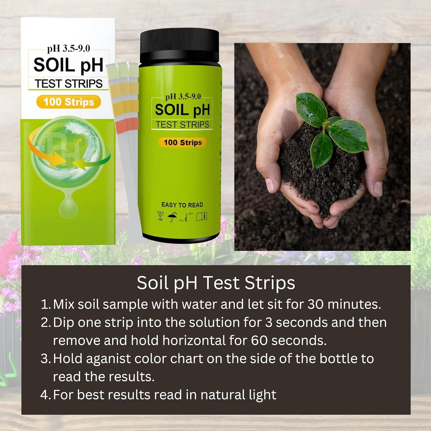 Sper Scientific 310007 Soil pH Test Strips - Quick and Accurate Testing for Home Gardening, Farming & Landscaping - Measures pH 3.5 to 9.0-100 Easy-to-Use Strips for Optimal Plant Growth - 4 pc