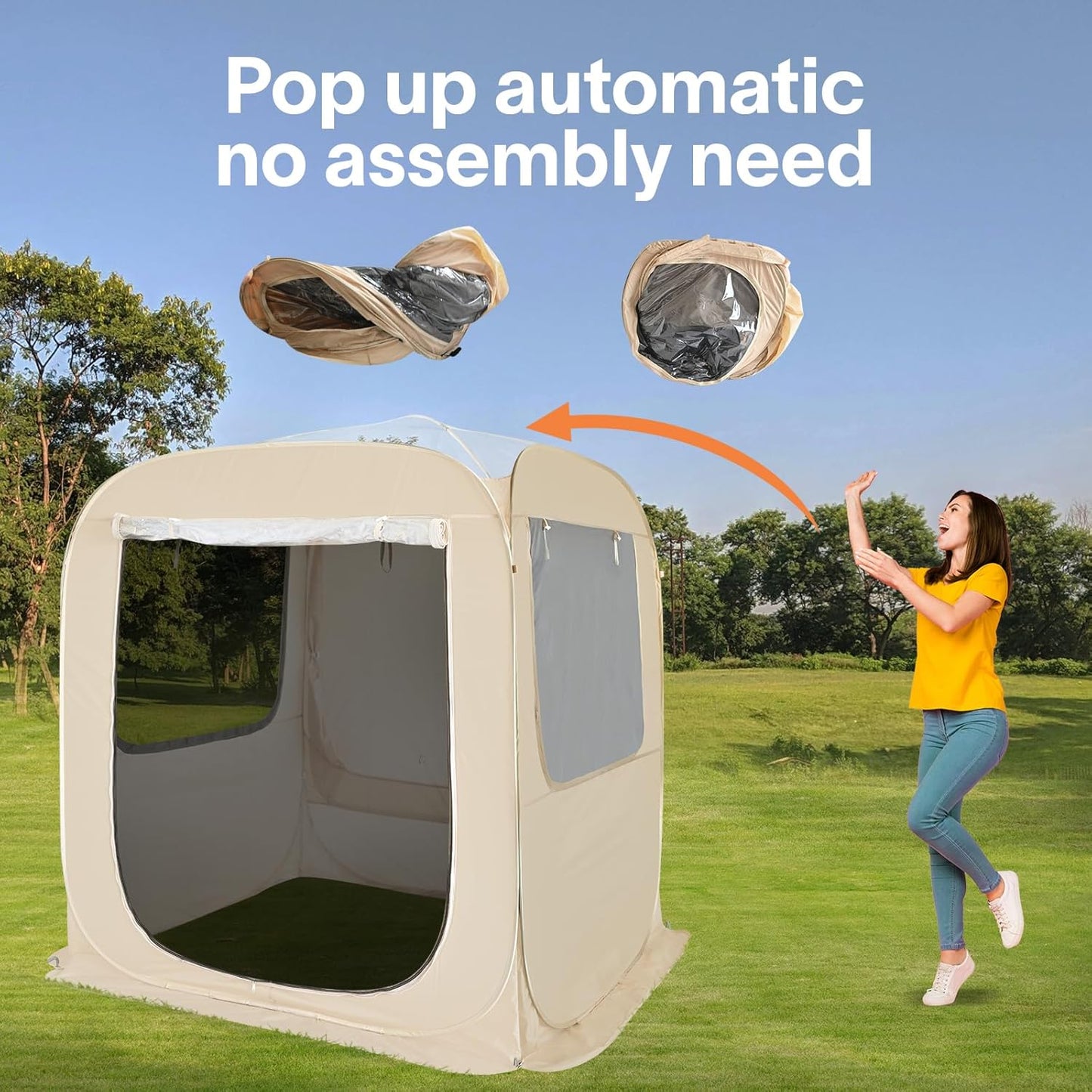 Alvantor Screen House Gazebo, 6-10-15 Person Pop Up Igloo Screened Canopy Tent with Mosquito Netting Sides, Instant UV Resistant Sun Shelter for Garden, Patio, Backyard