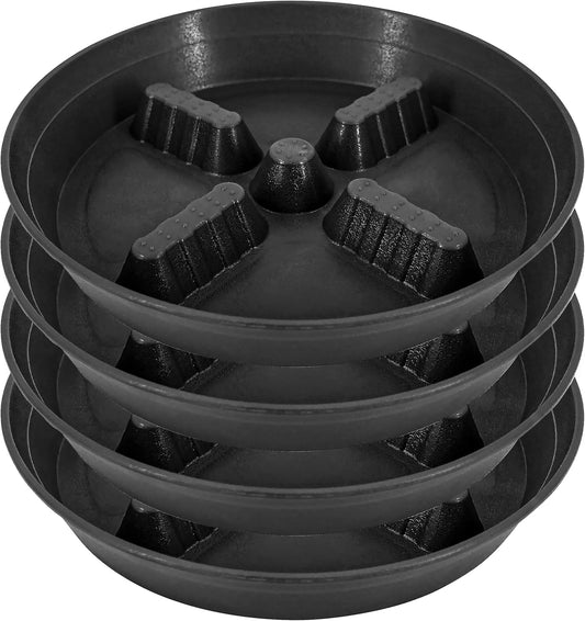 4 Pack Plant Saucer 10 inch, 8 12 14 17 inch, Plant Stand Plastic Plant Saucers for Indoors Outdoor, Heavy Duty Flower Plant Risers for Inside Pots, Pot Saucers for Plants, Grow Bags Saucers