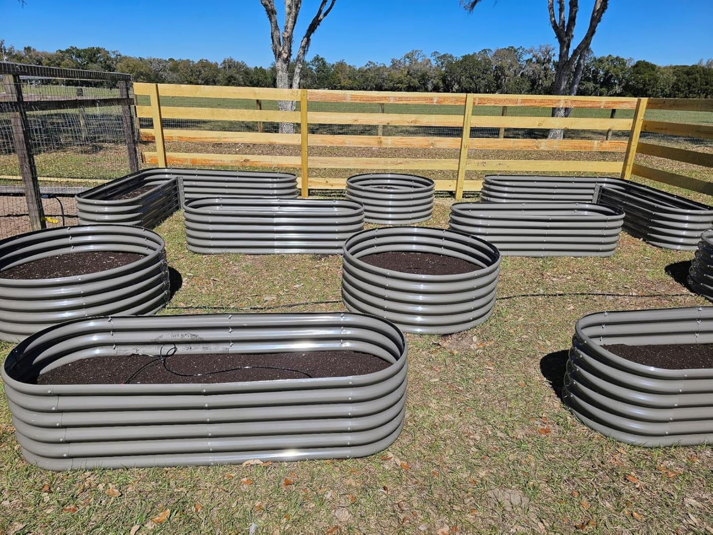 A ANLEOLIFE 12-Pack 4X4X1.5ft & 6X2X1.5ft & 81x81x18 in Deep Root Galvanized Raised Garden Beds Outdoor for Planting Vegetables Flowers Herb, Quartz Grey
