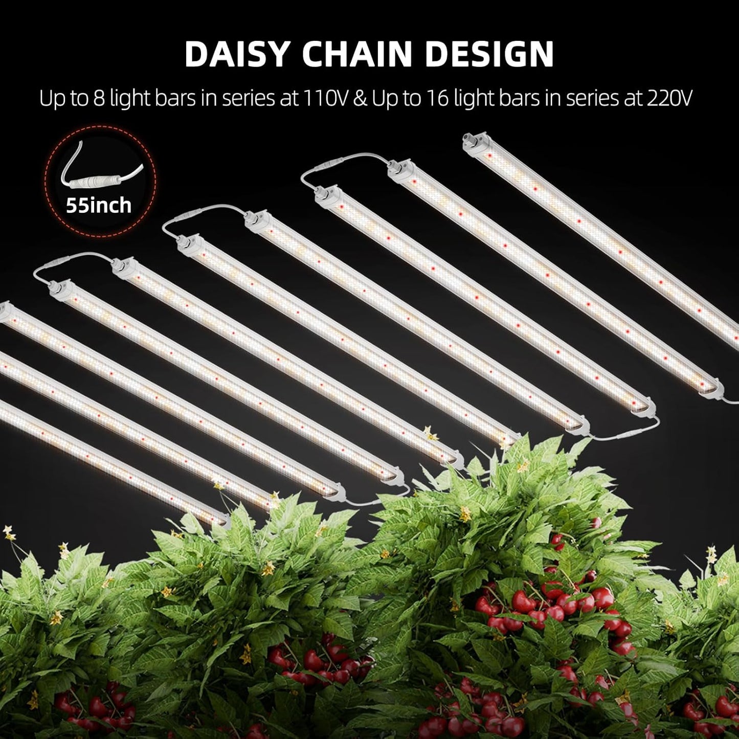 Spider Farmer Glow80 LED Grow Lights, 3.6ft Sunlike Full Spectrum Waterproof Plant Growing Lamp Linkable for Indoor Plant Shelves Seedling Veg Flower Hydroponic Greenhouse