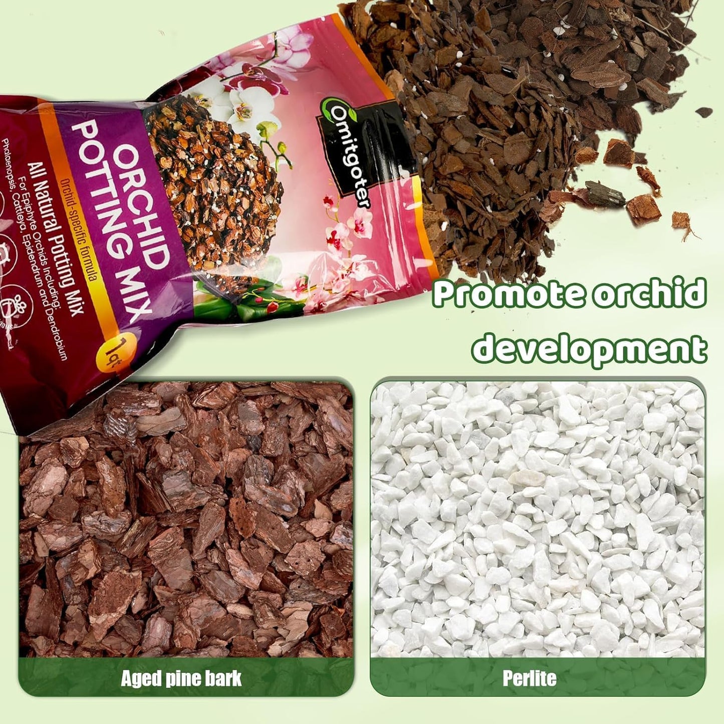 Organic Orchid Potting Mix 1qt, Mixture of Orchid Bark and Perlite, Specifically Formulated for Orchids