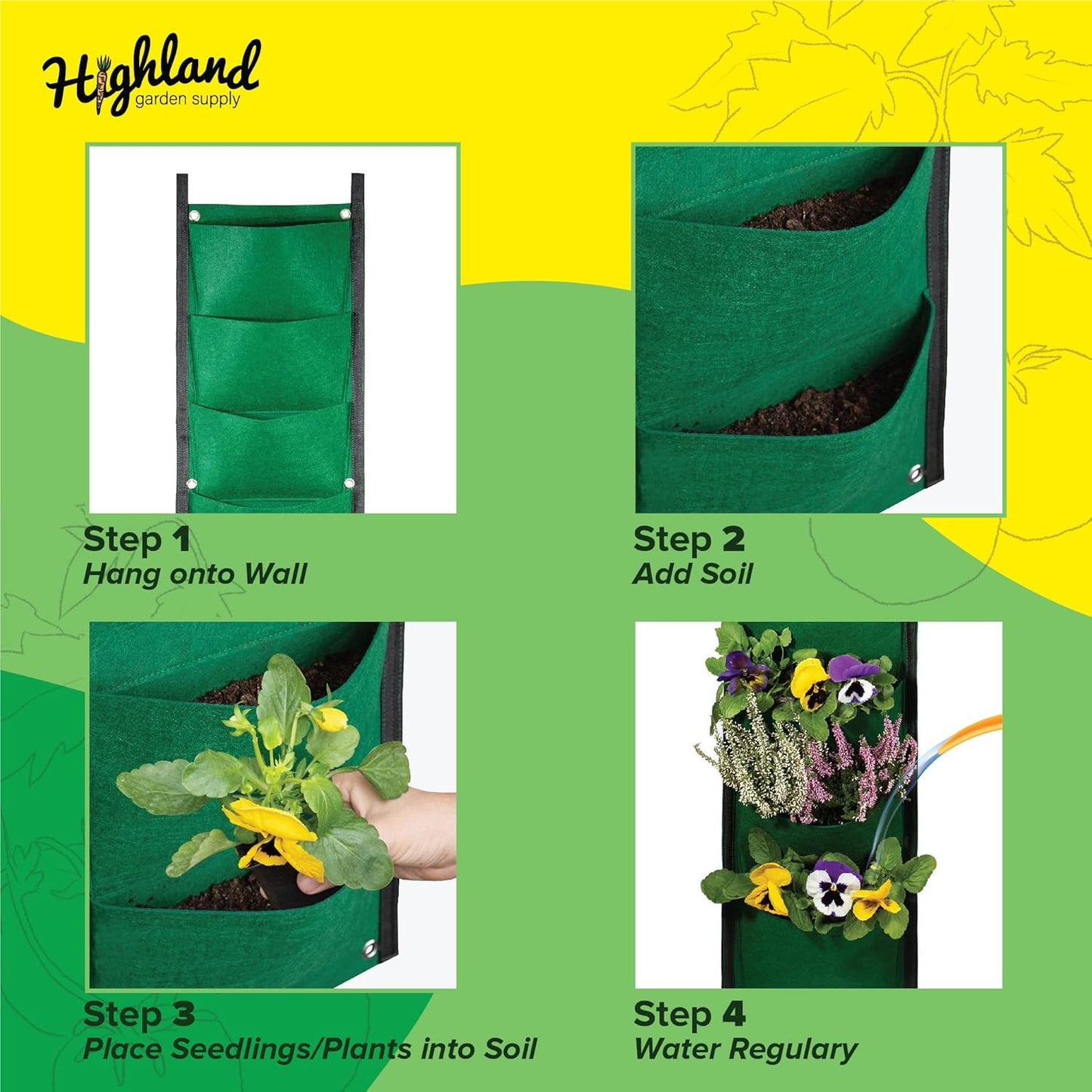 Hanging Vertical Garden Planter 7 Bag Flower Pouch Living Wall Planter Indoor Hanging Herb Garden Wall Plant Pocket