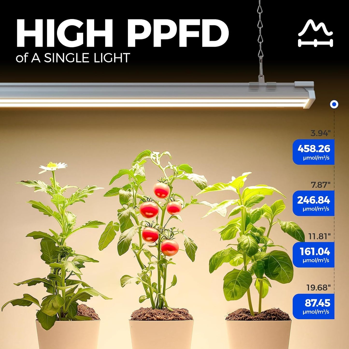 Barrina TX-S60 4FT Grow Light, 60W(420W Equivalent), Full Spectrum with 660nm Red LEDs, High PPFD, Linkable, Hanging Grow Lights with On/Off Switch for Indoor Plants, Greenhouse, Seeding, Veg, 1 Pack