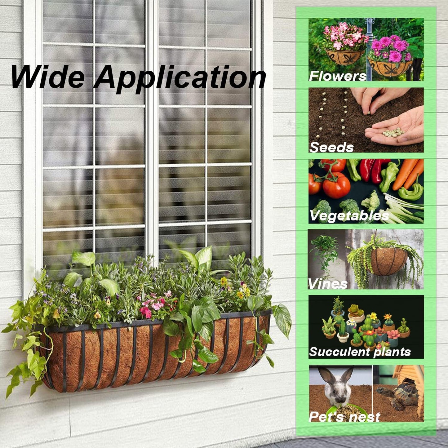 EROCK 2PCS Trough Coco Liners for Planters Wall Basket 24/30/36/48 inch, Replaceable Coconut Fiber Plant Basket Liner for Plant Hanging Basket, Garden Flower Vegetables Pot (30inch)