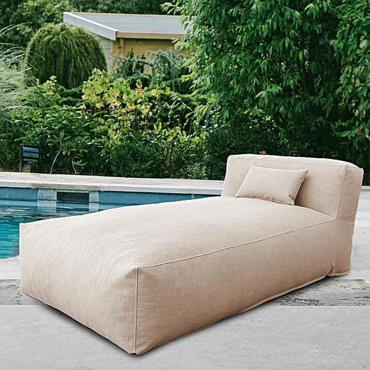 Outdoor Bean Bag Lounger Chair, Big Comfy Outdoor Daybed for Sunbathing and Tanning - Water-Resistant Patio Chaise and Pool Sun Lounger Furniture for Beach Deck (Light Beige)