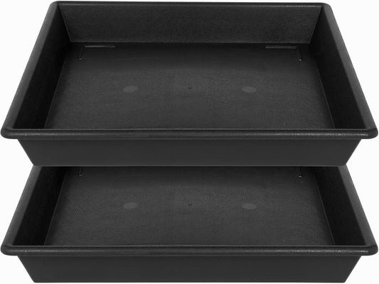 Square Plant Saucer 12 Inch 2 Pack 6 8 10 12 14 16 18 20 Inch, Plant Trays for Pots Heavy Duty Plastic Plant Saucers for Indoors Outdoors, Flower Pot No Holes Plant Drip Trays