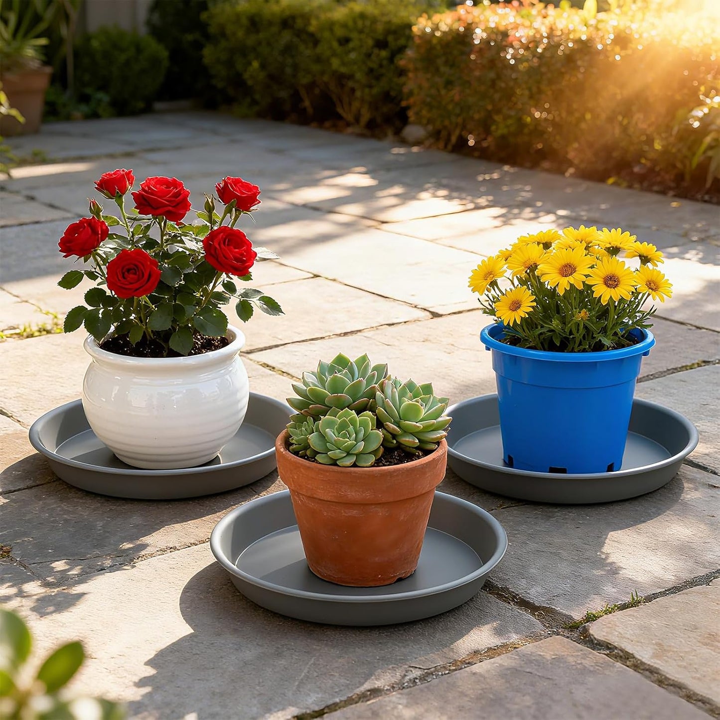 TITE Plant Saucer Heavy Large Planter Durable Thicker Plastic Plant Trays for Indoors and Outdoor,Plant Saucer Drip Trays (Grey, 10 inch)