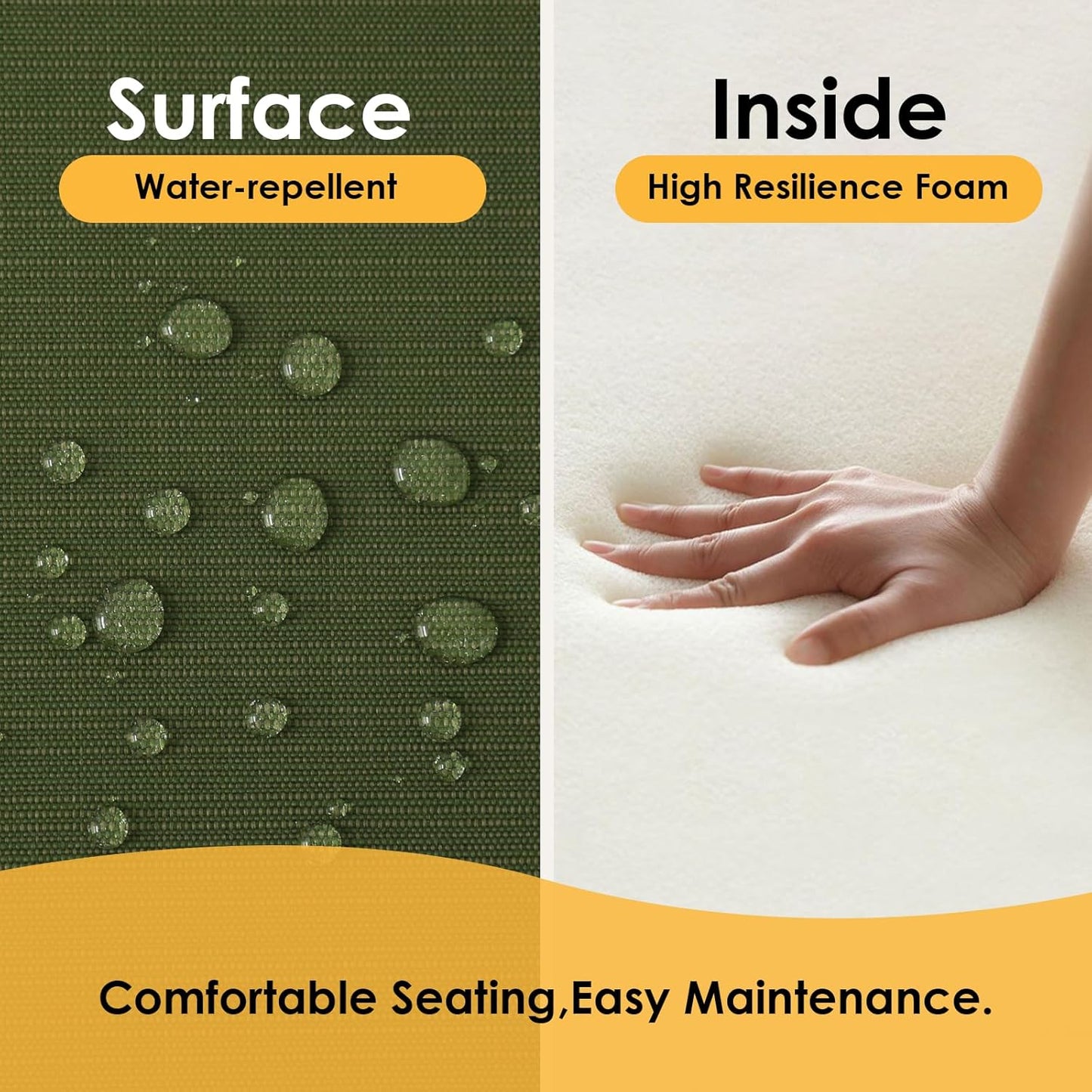 Outdoor Square Corner Seat Cushion, 18.5"x16"x3", Set of 4, Non Slip Seat Cushion Pads with Removable Cover for Patio Furniture, Garden Yard Lawn, Deep Forest Green