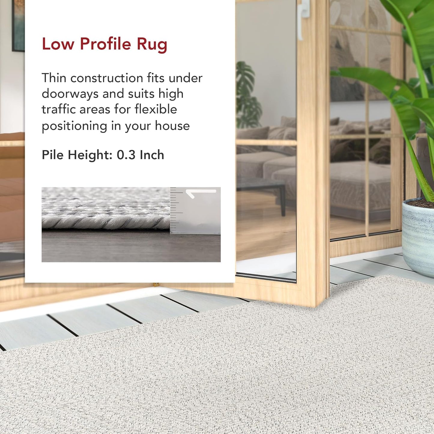 nuLOOM 2' x 6' Solid Hand Braided Indoor/Outdoor Area Rug, Pet-Friendly, High Traffic, Weather Resistant, for Patio, Balcony, Bedroom, Living, Dining Room, Wynn Ivory