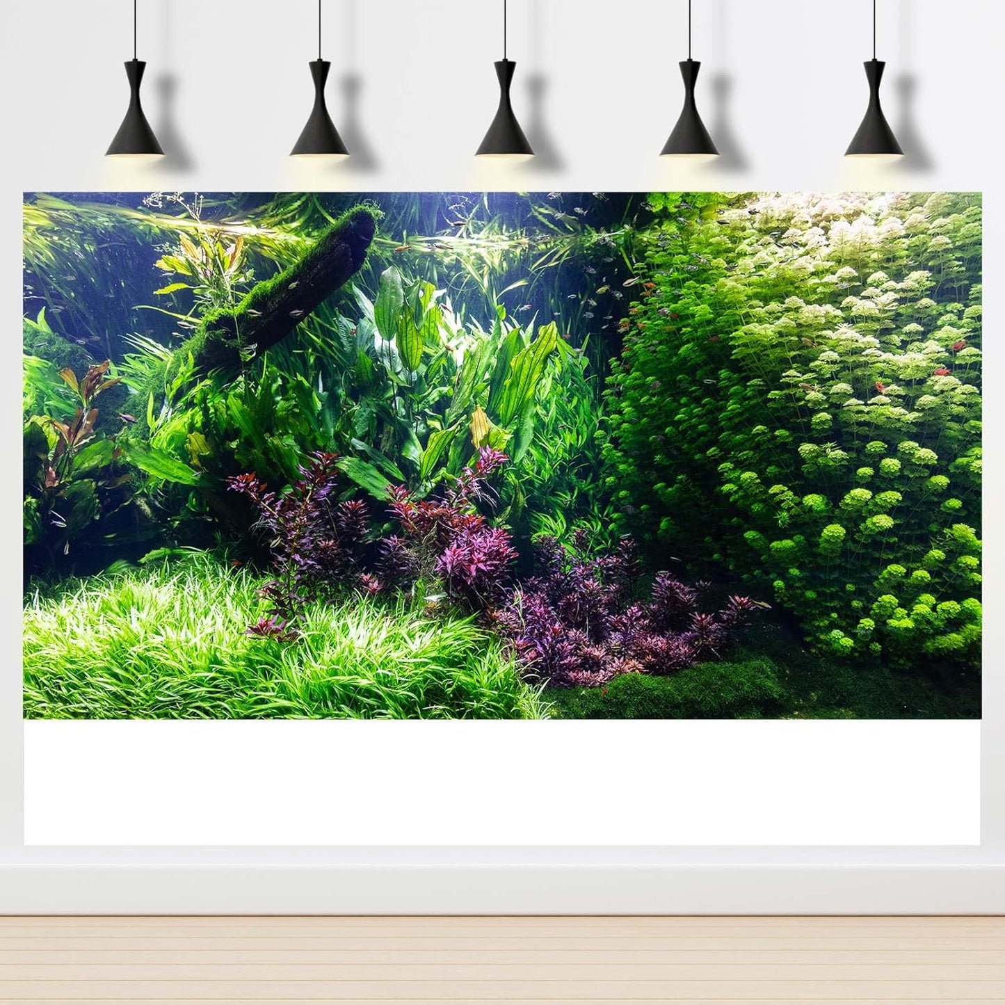 Aquarium Background Various Underwater Grass Plants Aquarium Backdrop Vivid and Fresh Green Aquatic Plants Stone River Bed and Dead Wood Tank Background Vinyl 36x20in