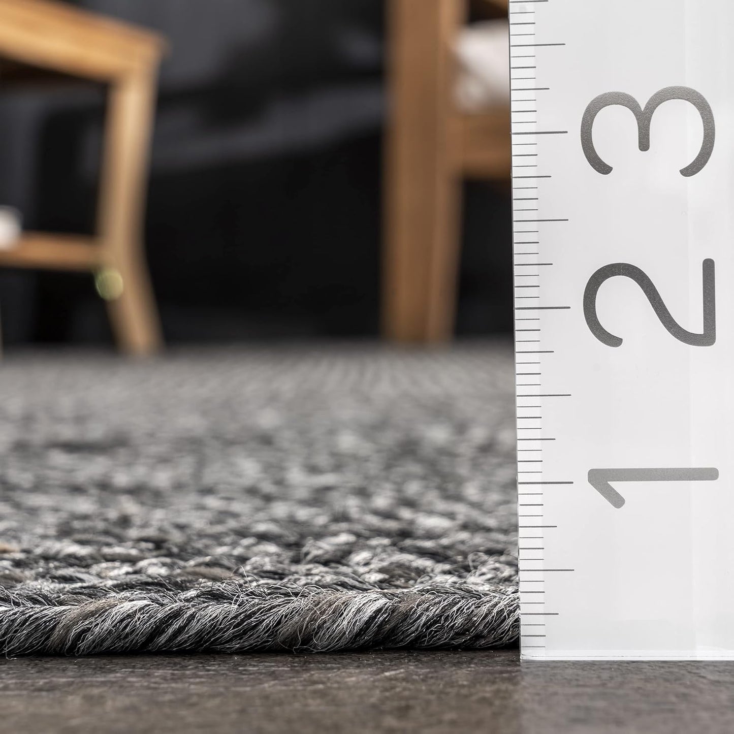 nuLOOM 2' x 6' Solid Hand Braided Indoor/Outdoor Area Rug, Pet-Friendly, High Traffic, Weather Resistant, for Patio, Balcony, Bedroom, Living, Dining Room, Wynn Charcoal