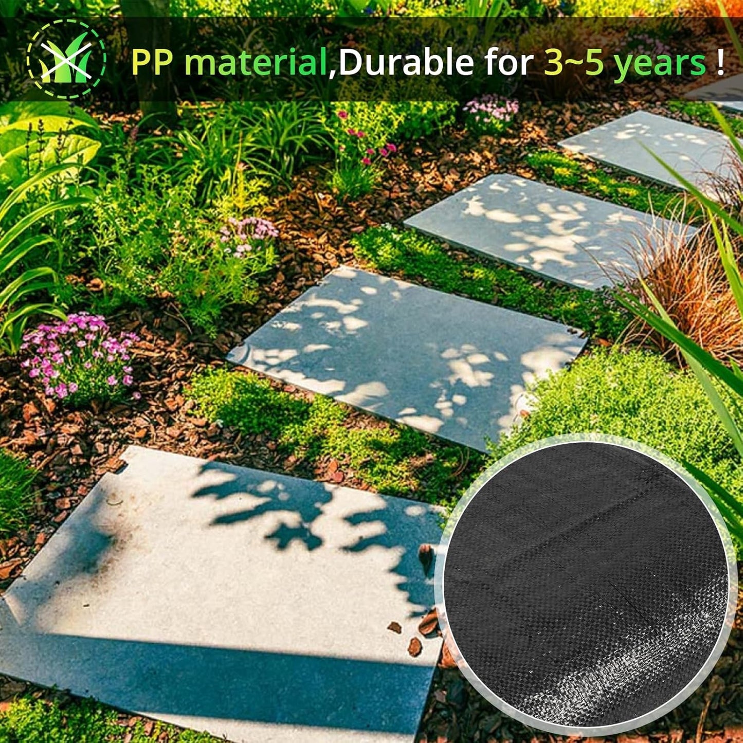 4FT x 100FT Weed Barrier Landscape Fabric, 3.2oz Premium Heavy Duty Lawn Garden Cloth, Woven Geotextile Ground Cover with 20 U-Shaped Pegs for Gardening, Farming, Driveway, Greenhouse(2 Pack 4x50ft)