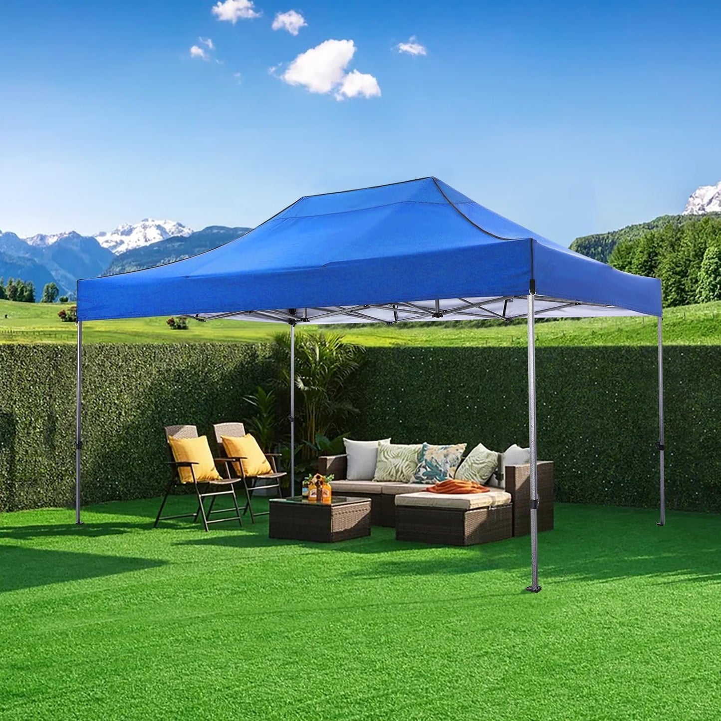 COBIZI 10x15 Heavy Duty Pop up Canopy Tent Easy Up Commercial Outdoor Canopy Wedding Party Tents for Parties All Season Wind & Waterproof Gazebo with Carry Bag, Blue(Frame Thickened)