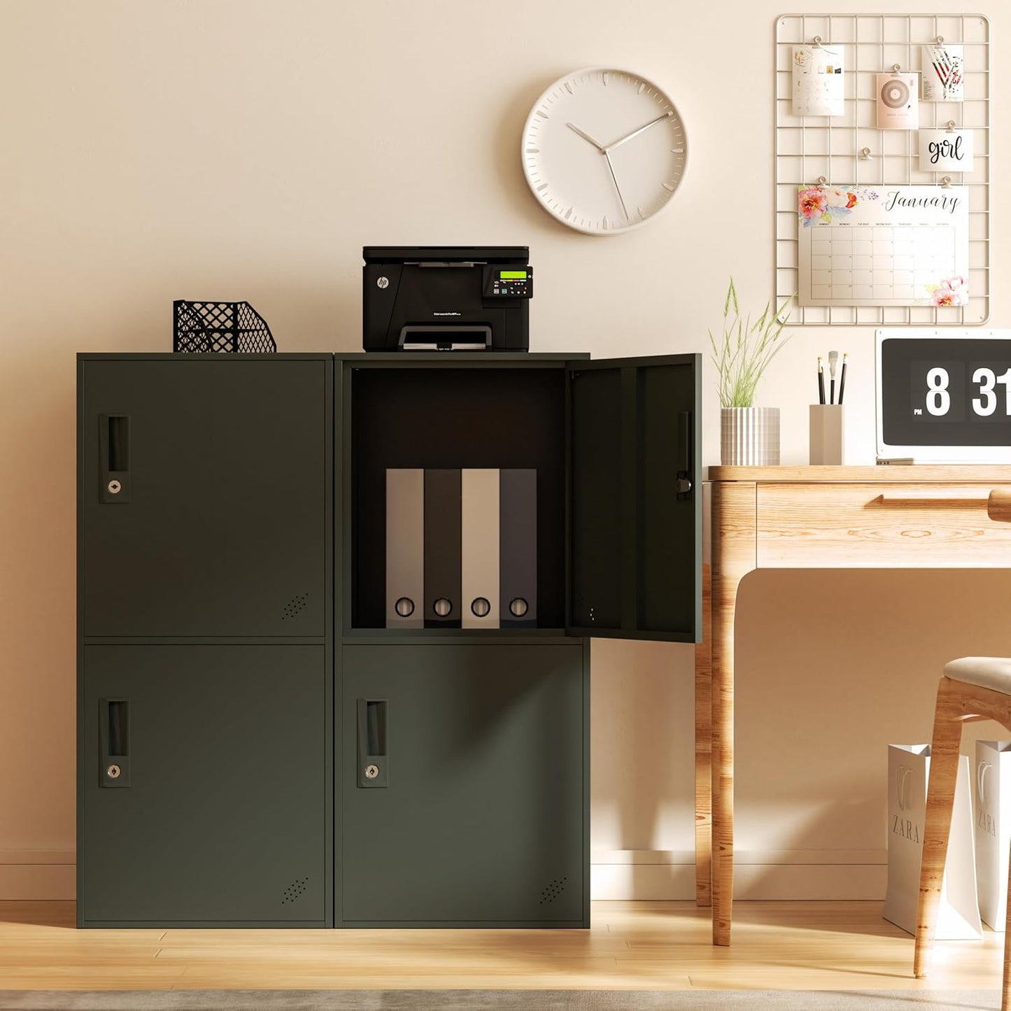 3 Door Vertical Stackable Storage Cabinet with Lock,Anti-Failing Device, Metal Lcoker,Organizer for Office, Home, Gym, School,Employee,Kids. (Black)