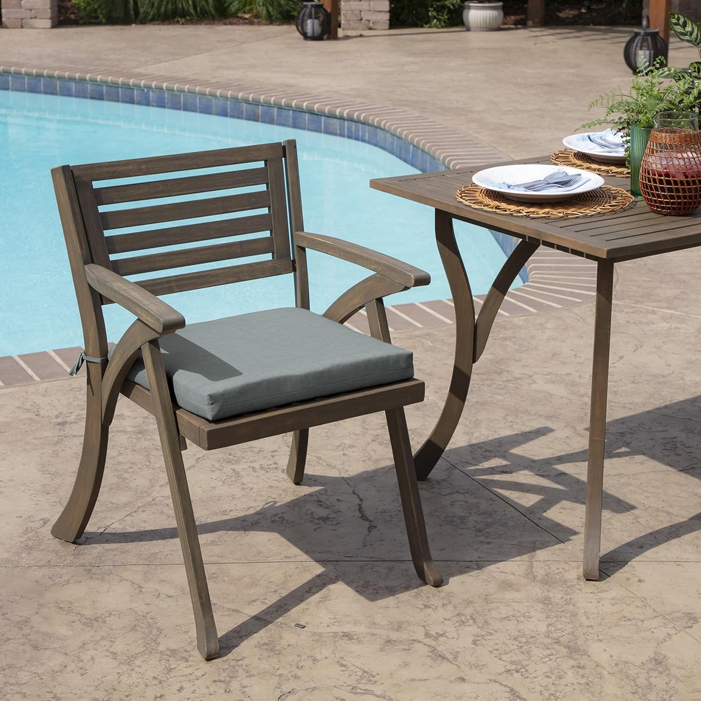 Arden Selections Rocking Chair Cushion, 19 x 18, Rain-Proof, Fade Resistant, Cushions for Rocking and Outdoor Chairs 19 x 18, Stone Grey Leala (Pack of 4)