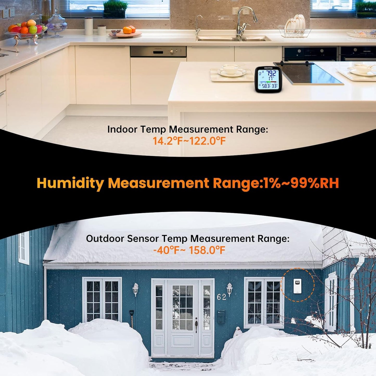 SMARTRO SC92 Professional Indoor Outdoor Thermometer Wireless Digital Hygrometer Room Humidity Gauge Temperature and Humidity Meter Pro Accuracy Calibration