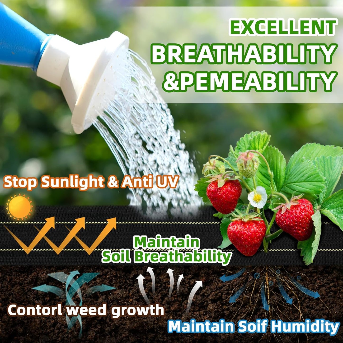 Shade&Beyond 3ftx300ft Weed Barrier Fabric 3.5oz Heavy Duty Landscape Fabric with Superior Permeability Weed Control, Garden Woven Ground Cloth with Staples