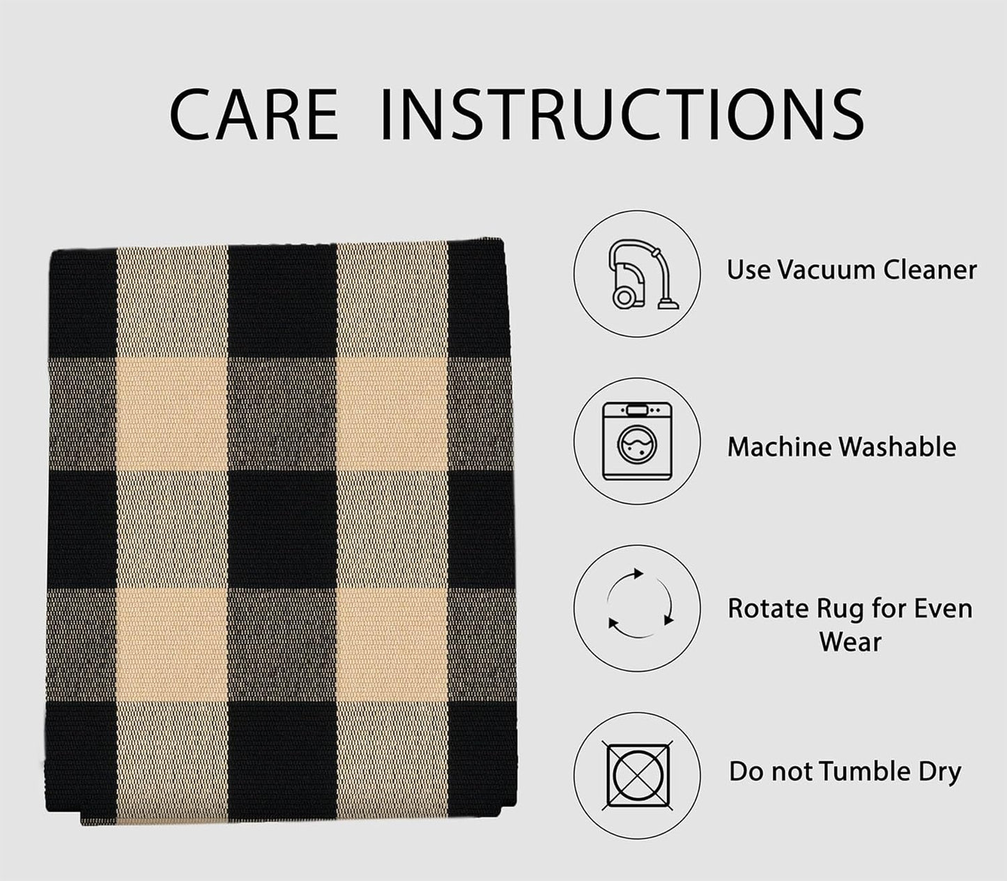 IOHOUZE Buffalo Plaid Checkered Rug 27.5 x 43 Inches Front Door Mats, Washable Area Rugs for Front Porch Welcome Mats Indoor Outdoor, Entryway Door Rug for Entryway, Home Entrance, Tan Black
