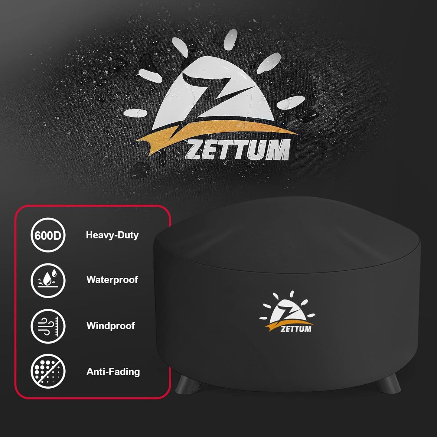 Fire Pit Cover Round 28 Inch - Outdoor Firepit Cover Heavy Duty & Waterproof, 600D Patio Fire Table Cover Gas Fire Pit Accessories Fit 27" Solo Stove Yukon Series Firepit - 28 x 28 x 16 Inch
