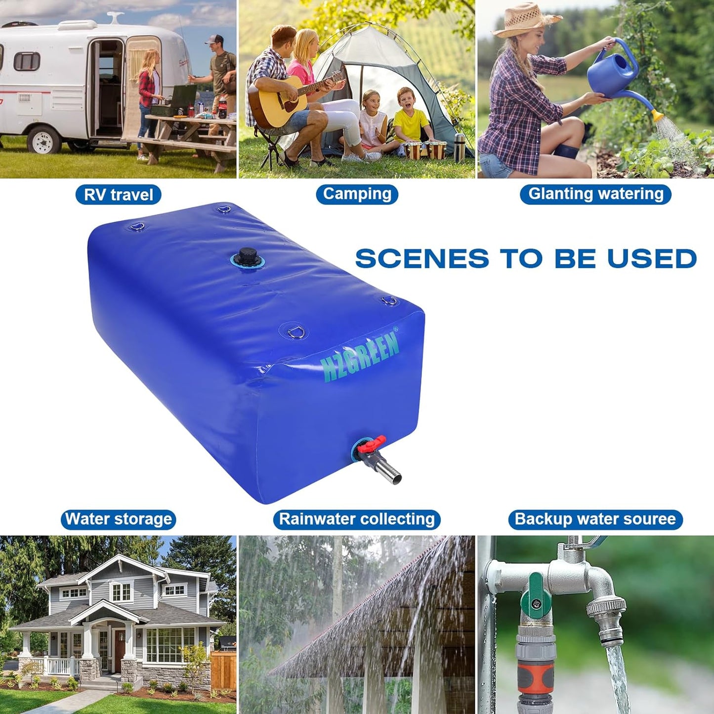 Water Bladder 240L/63G Water Tank Storage Container Foldable Portable Large Capacity Soft Bag Suitable for Outdoor Easy to Carry Out