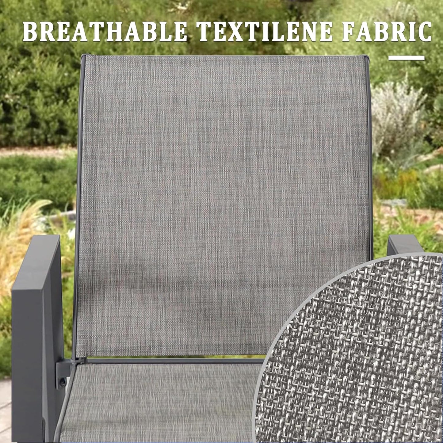 Outdoor Patio Chairs Set of 4, Grey Stackable Outdoor Chairs, Lightweight Patio Set with High Back, Metal Dining Chair for Lawn, Garden, Yard and Deck
