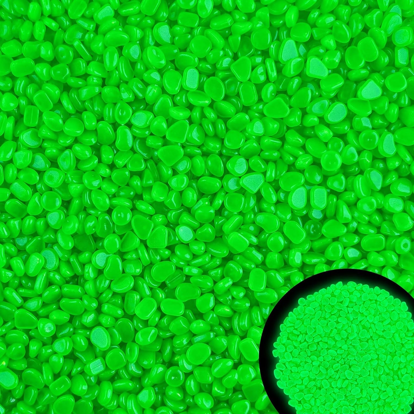 3000pc Glow in Dark Pebbles Glowing Rocks for Garden Outdoor Glow in The Dark Garden Stones Green Fish Tank Rocks Aquarium Rocks Glowing Rocks Outdoor for Driveway Walkway,Green